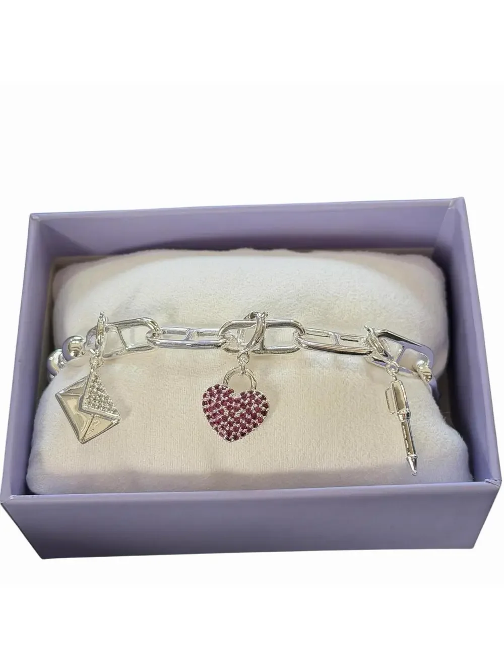 Bomb Party Charmelier Charm Bracelet “Written With All My Love” Heart on Silver